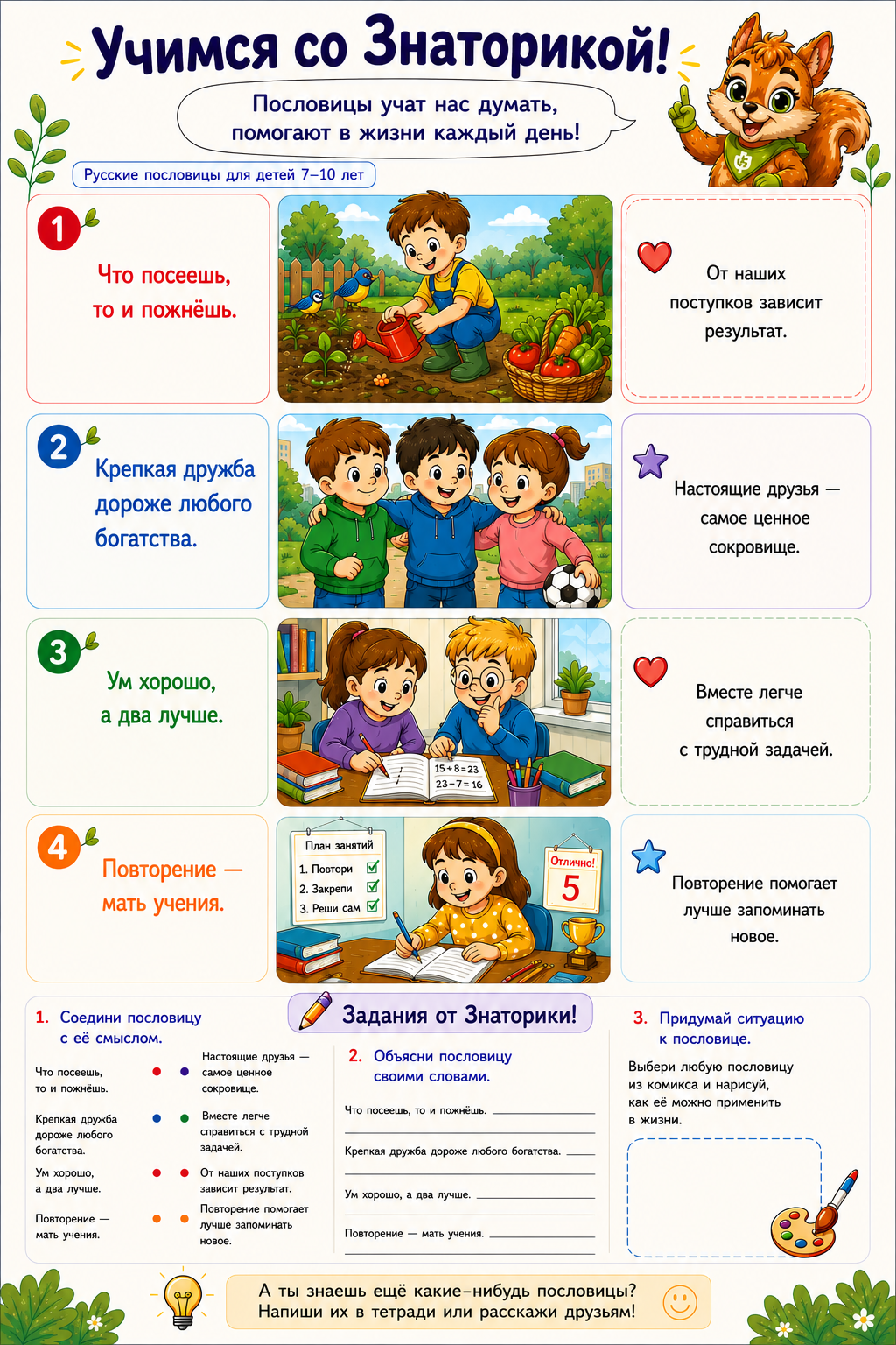 Пословицы для детей 7-10 лет